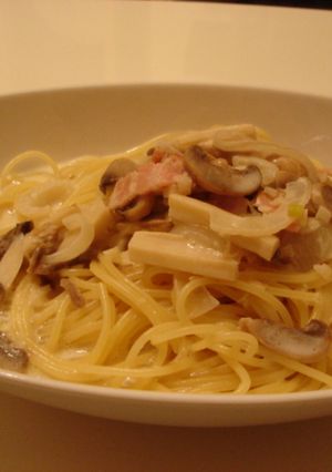 きのこのクリームスープパスタ-レシピのメイン写真