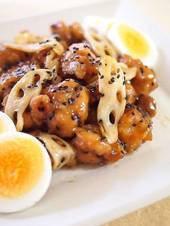 鶏肉とレンコンの甘酢胡麻あん-レシピのメイン写真