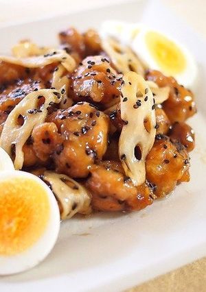 鶏肉とレンコンの甘酢胡麻あん-レシピのメイン写真