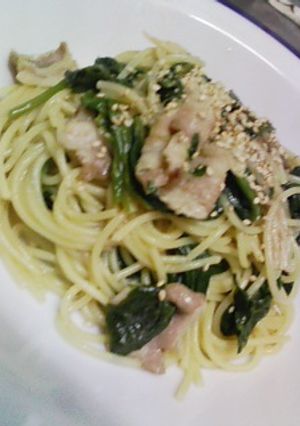 豚ほうれん草のおふくろパスタ-レシピのメイン写真