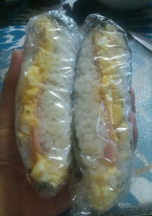 旦那のランチ♪ハム玉子のオニギラズ♪-レシピのメイン写真