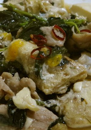 絹豆腐(冷凍)とモロヘイヤの卵とじ-レシピのメイン写真