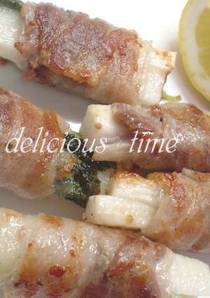 長芋と三つ葉の豚バラ巻き焼き☆レモン添え-レシピのメイン写真