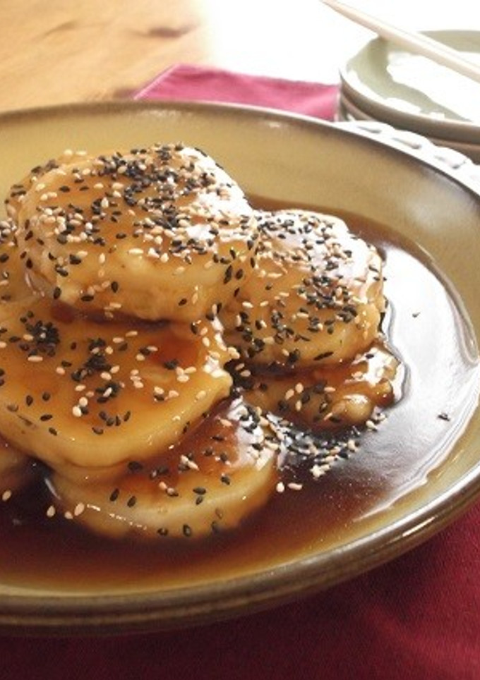 おからもちで♪蓮根のはさみ焼き　甘酢あん-レシピのメイン写真