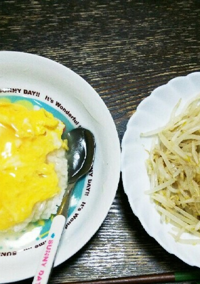 卵の中華あんかけ丼ともやし炒め-レシピのメイン写真