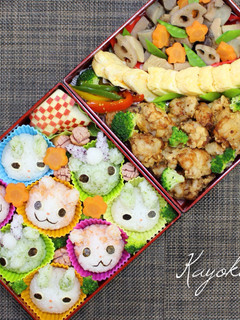 妖怪ウオッチプニプニ 運動会キャラ弁-レシピのメイン写真