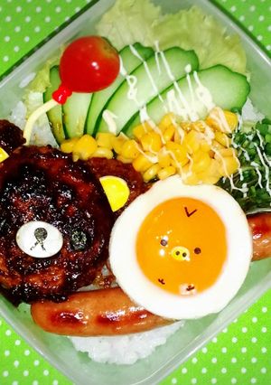 リラックマの簡単ロコモコ弁当-レシピのメイン写真