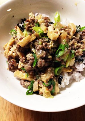ひき肉とおあげの甘から丼-レシピのメイン写真