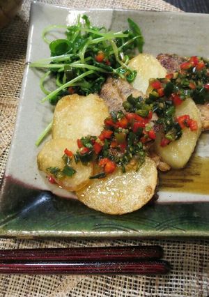 鯵とじゃがいもの揚げ焼き☆香味ソース-レシピのメイン写真