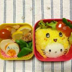 A picture of ふなっしー×キティちゃんコラボ♪キャラ弁.