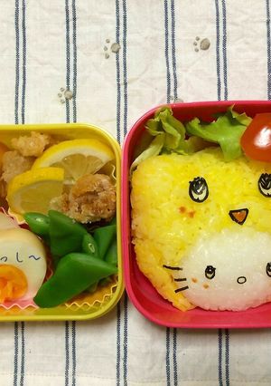 ふなっしー×キティちゃんコラボ♪キャラ弁-レシピのメイン写真