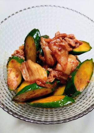 ヘルシー簡単今日の夕飯胡瓜キムチ和え副菜-レシピのメイン写真