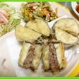 大葉入り茄子のはさみ揚げ天ぷら 合挽き肉