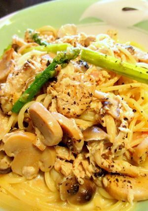 きのことアスパラのツナクリームパスタ-レシピのメイン写真