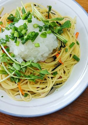お茶漬けの素で☆余り野菜パスタ-レシピのメイン写真