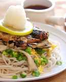 いわしの蒲焼缶で簡単ぶっかけ蕎麦