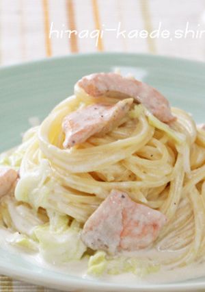 鮭とキャベツのレモンクリームスパゲティ-レシピのメイン写真