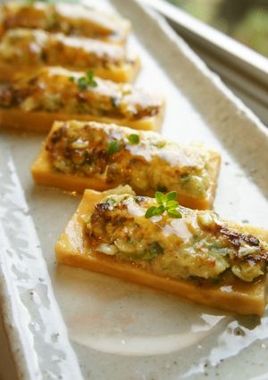 こうや豆腐の＊餃子オープンサンド-レシピのメイン写真