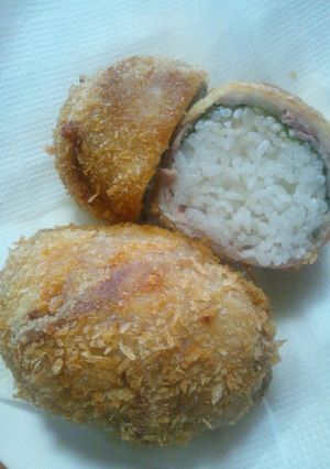 みんな喜ぶフライ肉巻きおにぎり♪-レシピのメイン写真
