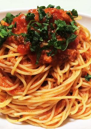 簡単豪華にカニの冷製トマトパスタ-レシピのメイン写真