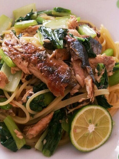 秋刀魚と小松菜の秋スパゲッティ-レシピのメイン写真