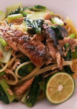 秋刀魚と小松菜の秋スパゲッティ-レシピのメイン写真