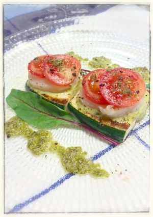 バジルソースで☆ほたてとズッキーニの前菜-レシピのメイン写真
