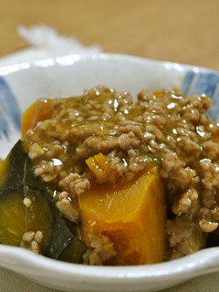 かぼちゃの挽肉あんかけ山椒風味-レシピのメイン写真