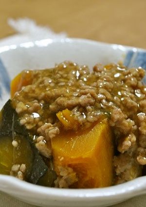 かぼちゃの挽肉あんかけ山椒風味-レシピのメイン写真