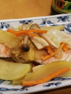 秋鮭とキノコ野菜のポン酢バター焼き-レシピのメイン写真