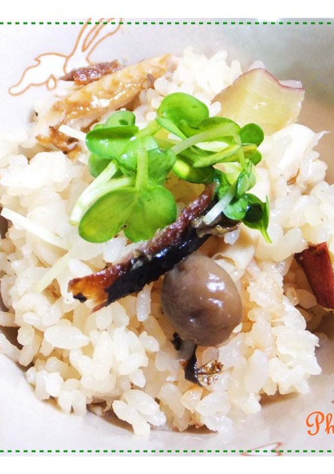 サンマとしめじとサツマイモ秋の炊込みご飯-レシピのメイン写真