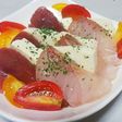 塩漬け魚と塩豆腐のカルパッチョ