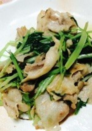 簡単!豚肉と水菜の柚子こしょう炒め-レシピのメイン写真