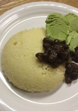 蒸しホットケーキ(抹茶アイス＆あずき)-レシピのメイン写真