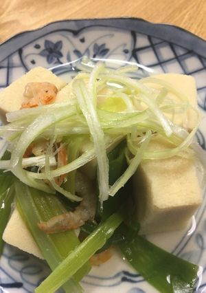 こうや豆腐とねぎのエビ風味煮-レシピのメイン写真