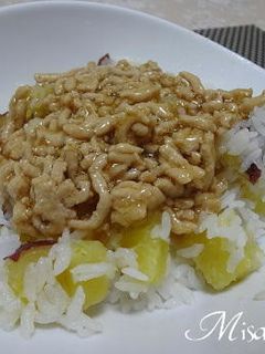 さつまいもご飯の肉あんかけ -レシピのメイン写真