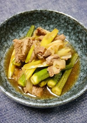 めんつゆで簡単！牛肉とオクラのすき煮-レシピのメイン写真
