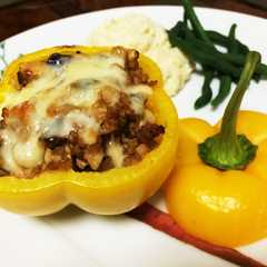 รูปของ 低糖質 パプリカのひき肉詰め