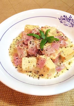 高野豆腐のカルボナーラ風クリーム煮込み！-レシピのメイン写真
