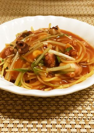 超簡単！たこと水菜のワンポットパスタ-レシピのメイン写真