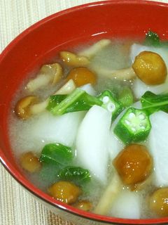 あったか❀蕪・おくら・なめこのお味噌汁-レシピのメイン写真