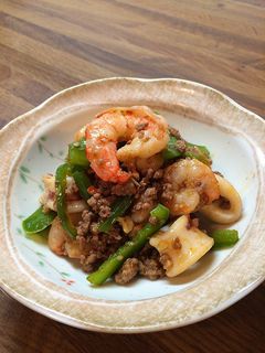 海鮮と挽肉のピリ辛炒め♪-レシピのメイン写真