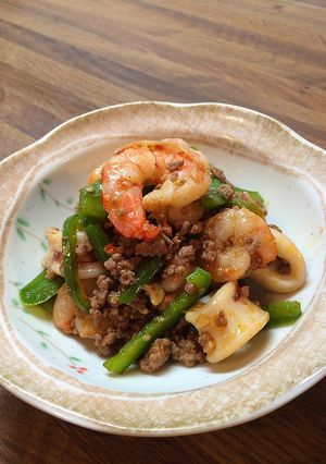 海鮮と挽肉のピリ辛炒め♪-レシピのメイン写真