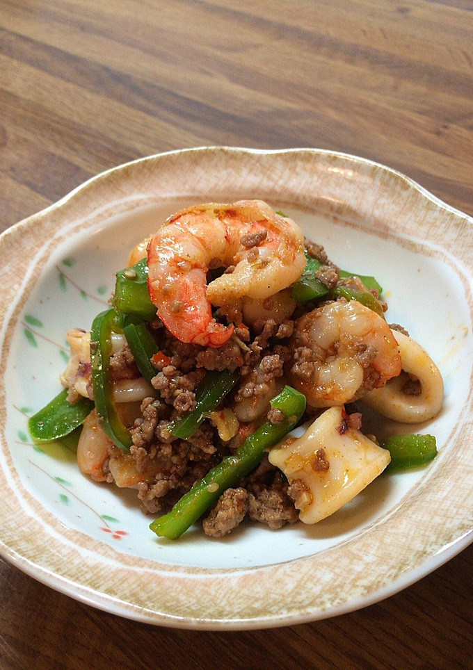 海鮮と挽肉のピリ辛炒め♪-レシピのメイン写真