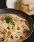 天然だしパックで作る 蓮根の炊き込みご飯