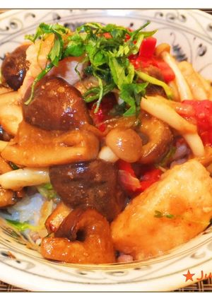 フライパン１つ☆鮭ときのこの照り焼き丼♫-レシピのメイン写真