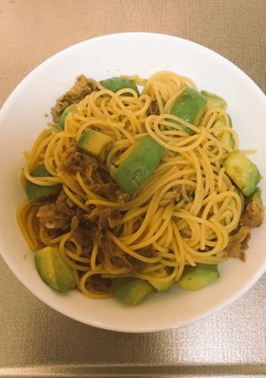 絶品！アボカドと牛肉の和風パスタ-レシピのメイン写真