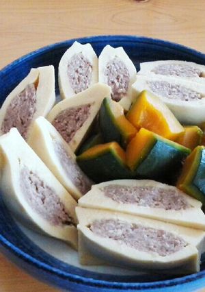 新あさひ豆腐の肉詰めとかぼちゃの煮物-レシピのメイン写真