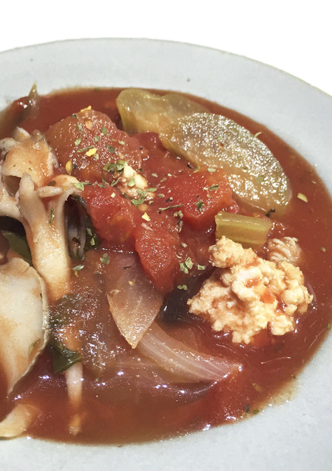 茄子と舞茸と鶏挽き肉のトマトスープ-レシピのメイン写真