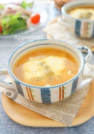こうや豆腐のオニオングラタンスープ-レシピのメイン写真